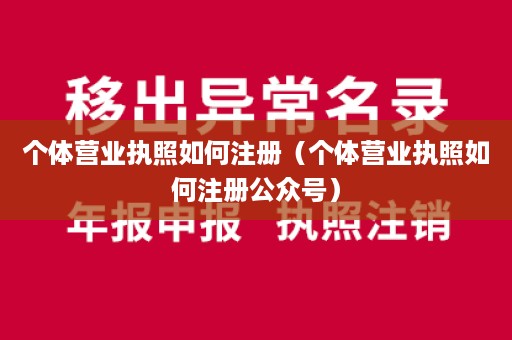 个体营业执照如何注册（个体营业执照如何注册公众号）