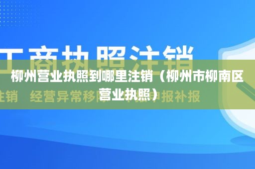 柳州营业执照到哪里注销（柳州市柳南区营业执照）