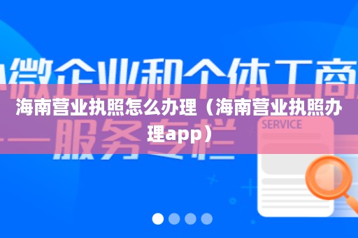 海南营业执照怎么办理（海南营业执照办理app）