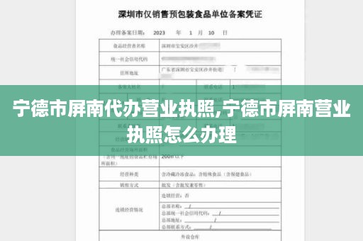 宁德市屏南代办营业执照,宁德市屏南营业执照怎么办理