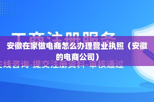 安徽在家做电商怎么办理营业执照（安徽的电商公司）