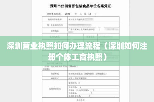 深圳营业执照如何办理流程（深圳如何注册个体工商执照）