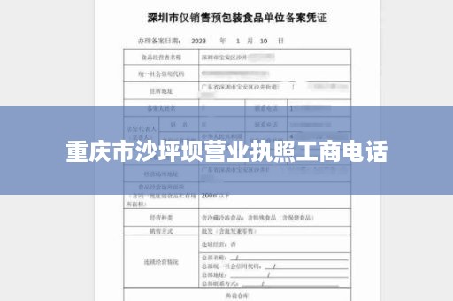 重庆市沙坪坝营业执照工商电话