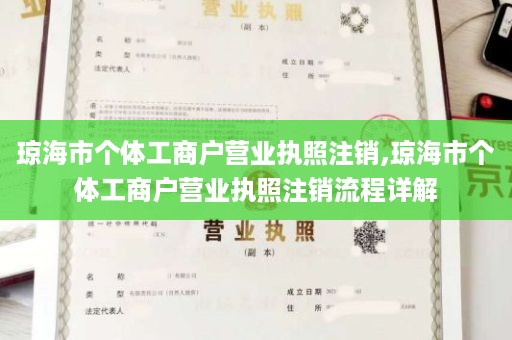 琼海市个体工商户营业执照注销,琼海市个体工商户营业执照注销流程详解