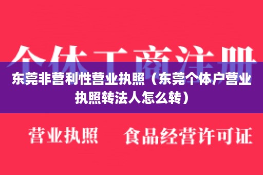 东莞非营利性营业执照（东莞个体户营业执照转法人怎么转）