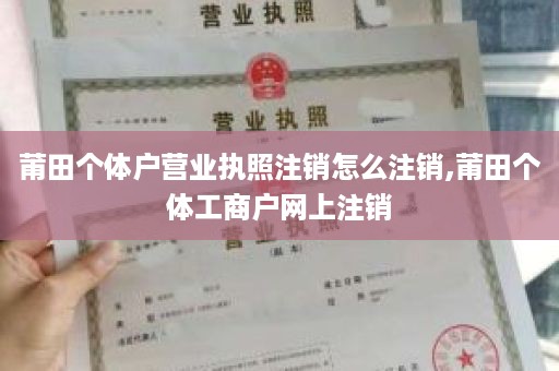 莆田个体户营业执照注销怎么注销,莆田个体工商户网上注销