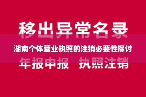 湖南个体营业执照的注销必要性探讨