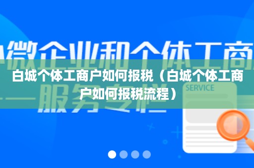 白城个体工商户如何报税（白城个体工商户如何报税流程）