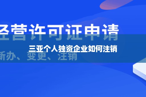 三亚个人独资企业如何注销