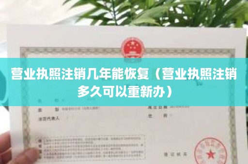 营业执照注销几年能恢复（营业执照注销多久可以重新办）