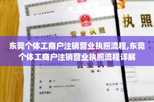 东莞个体工商户注销营业执照流程,东莞个体工商户注销营业执照流程详解