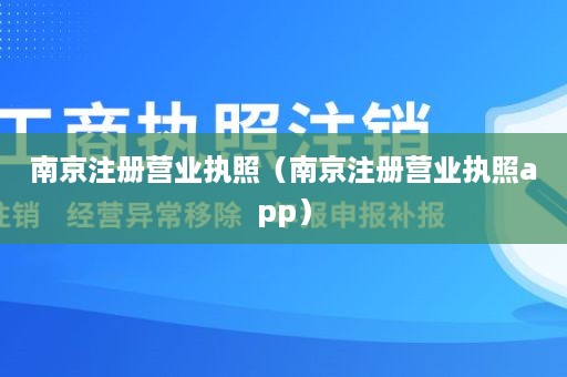 南京注册营业执照（南京注册营业执照app）