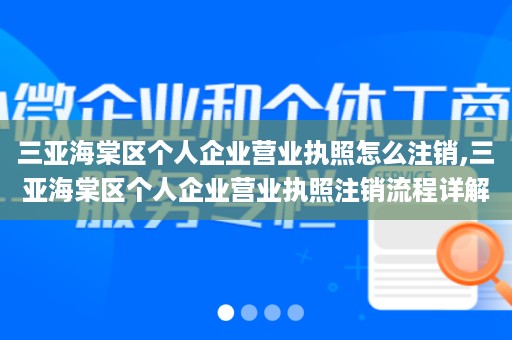 三亚海棠区个人企业营业执照怎么注销,三亚海棠区个人企业营业执照注销流程详解