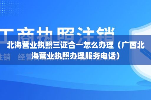 北海营业执照三证合一怎么办理（广西北海营业执照办理服务电话）