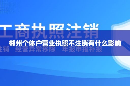 郴州个体户营业执照不注销有什么影响