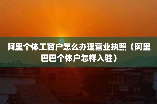 阿里个体工商户怎么办理营业执照（阿里巴巴个体户怎样入驻）