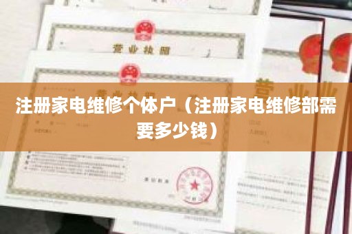 注册家电维修个体户（注册家电维修部需要多少钱）