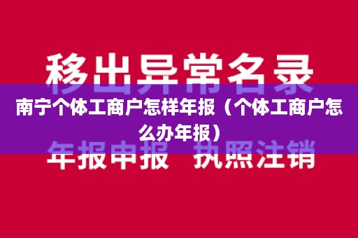 南宁个体工商户怎样年报（个体工商户怎么办年报）