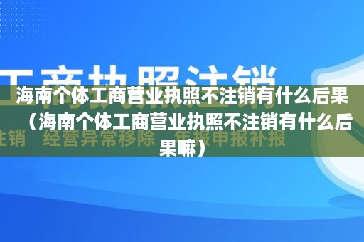 海南个体工商营业执照不注销有什么后果（海南个体工商营业执照不注销有什么后果嘛）