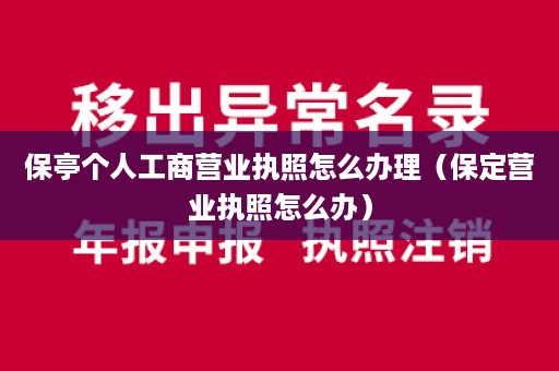 保亭个人工商营业执照怎么办理（保定营业执照怎么办）