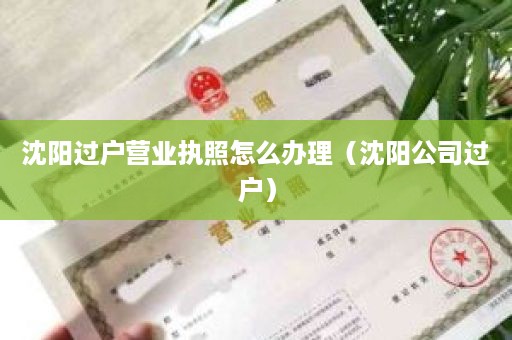 沈阳过户营业执照怎么办理（沈阳公司过户）