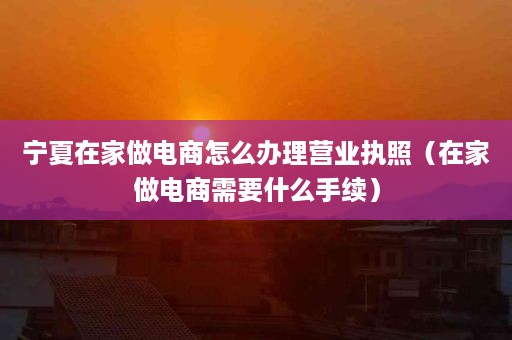 宁夏在家做电商怎么办理营业执照（在家做电商需要什么手续）