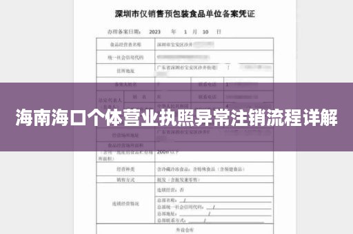 海南海口个体营业执照异常注销流程详解