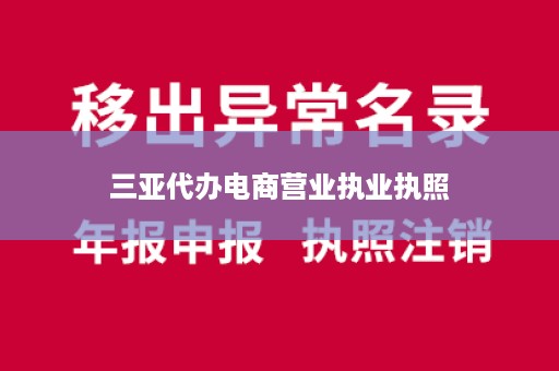 三亚代办电商营业执业执照