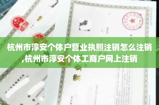 杭州市淳安个体户营业执照注销怎么注销,杭州市淳安个体工商户网上注销