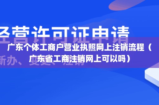 广东个体工商户营业执照网上注销流程（广东省工商注销网上可以吗）