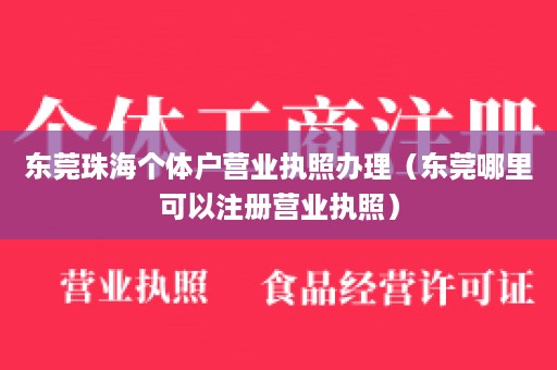 东莞珠海个体户营业执照办理（东莞哪里可以注册营业执照）