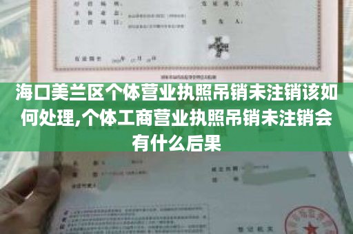 海口美兰区个体营业执照吊销未注销该如何处理,个体工商营业执照吊销未注销会有什么后果