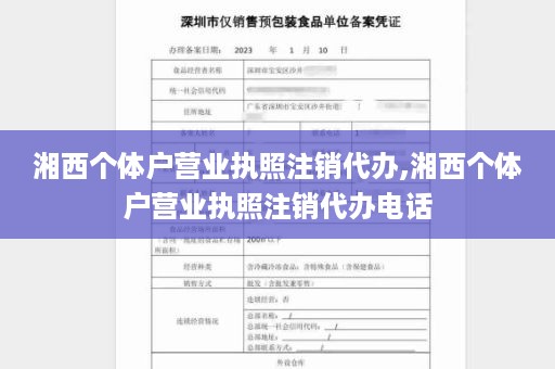 湘西个体户营业执照注销代办,湘西个体户营业执照注销代办电话