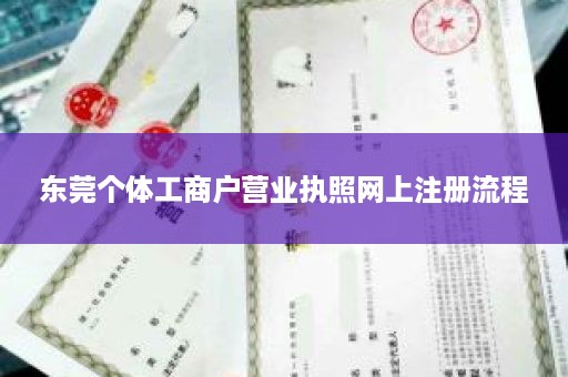 东莞个体工商户营业执照网上注册流程