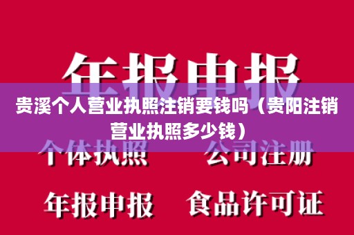 贵溪个人营业执照注销要钱吗（贵阳注销营业执照多少钱）