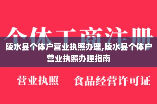 陵水县个体户营业执照办理,陵水县个体户营业执照办理指南